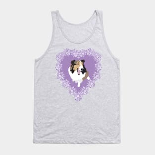 Shetland Sheepdog and Lilac Flower heart wreath Tank Top